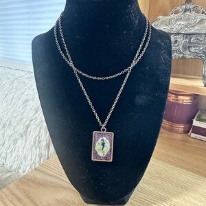 Purple and Silver Pendant Necklace